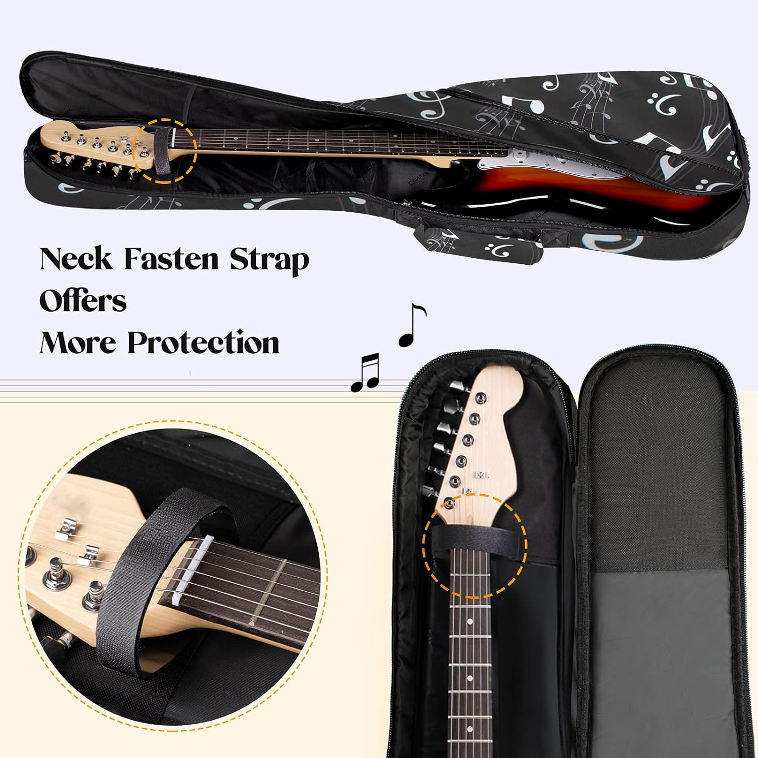 Ang Electric Guitar Case Note Printing Soft Gig Bag